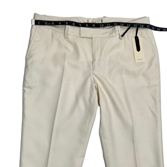 Suitstudio Cotton-Silk Mid-Rise Sz 8 Medium New w Tags Off-White Straight-Leg Tr - Picture 8 of 14